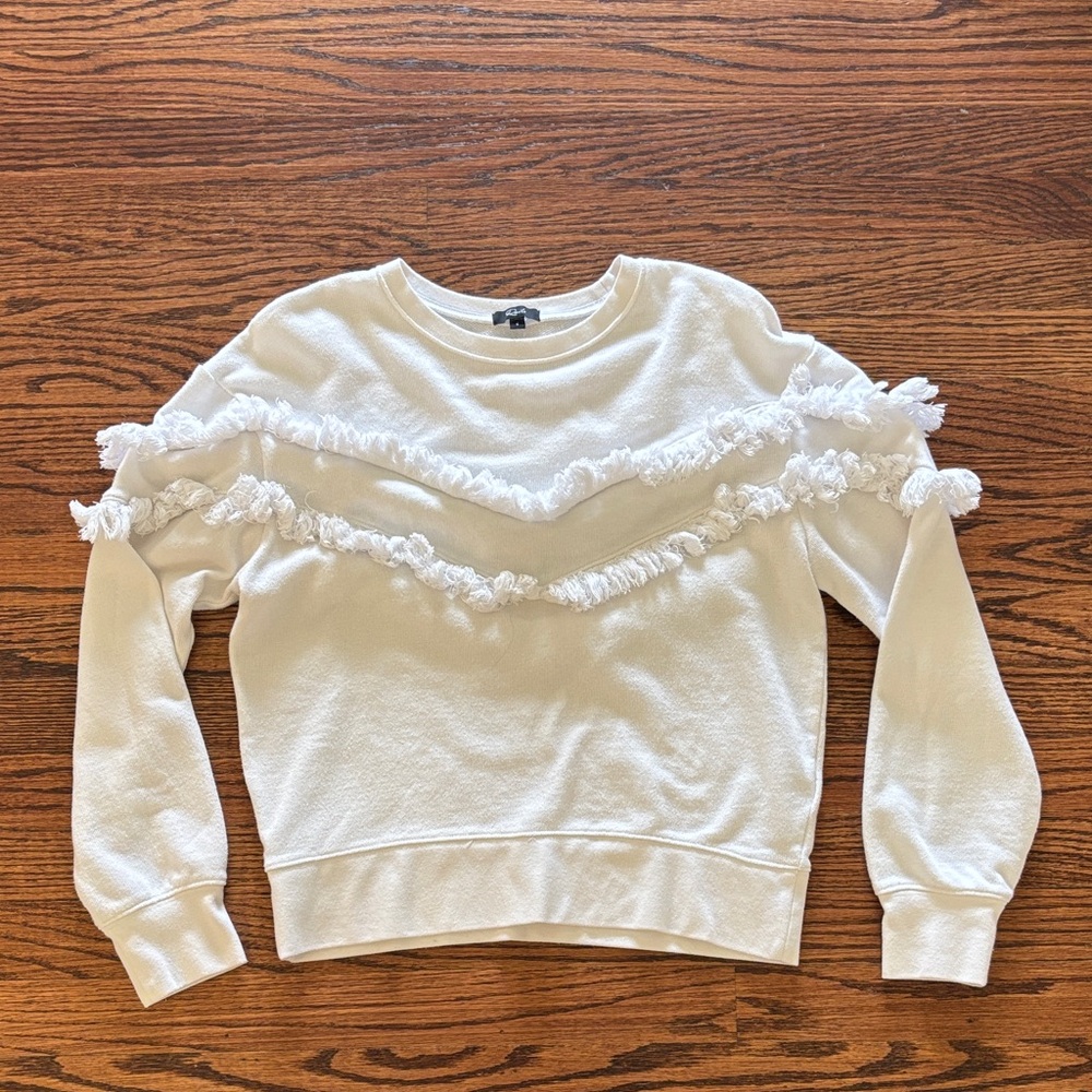 Rails Kinsey Fringe Sweatshirt, White, Size Small